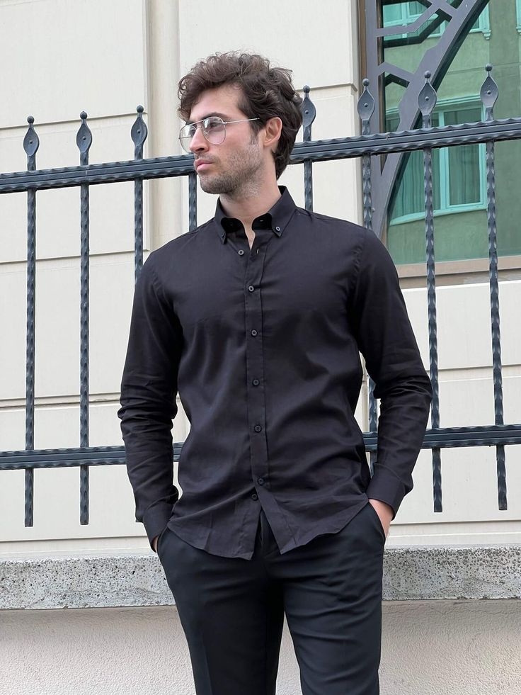 We're Featuring a Special Production of high-quality slim-fit Cotton Black Shirt From HolloMen Spring Summer New Collection. Shirt Color: Black. Shirts Fabric includes 100% Cotton. Product Details: Cotton and Button Collar. Do not machine wash. Dry clean only. Our model wears size Medium (M); his height and weight are 185cm and 78kg, respectively. Be sure to type in your height and weight for size confirmation. Classic Black Button-up Shirt, Black Relaxed Fit Shirt With Button Closure, Fitted Black Shirt With Button Cuffs, Black Cotton Shirt With Button Closure, Black Shirt With Button Cuffs And Relaxed Fit, Black Shirt With Button Cuffs And Spread Collar, Black Relaxed Fit Shirt With Button Cuffs, Black Shirt With Spread Collar And Buttons, Black Shirt With Spread Collar And Button Cuffs