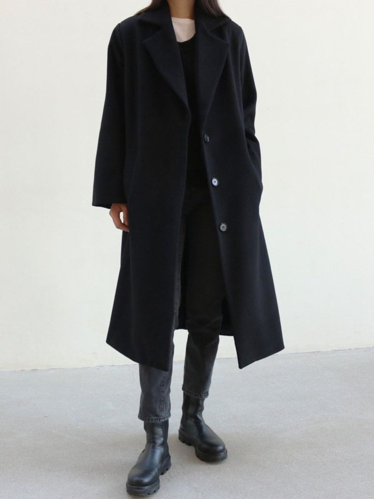 A midi length premium wool coat with 3 button closure. Collared, in a structured fit. Model is in MINUSEY ONE SIZE. ✔️ Free worldwide express shipping over $100✔️ Loved by 6,500+ customers✔️ Limited edition collections, maximum style⠀⠀⠀⠀⠀⠀⠀⠀⠀Stay ahead of the trend with can’t-find-anywhere-else staples. Your closet will thank you 💕 * MINUSEY ONE SIZE = EU 34-38, US 2-6* 100% Premium Fine Wool* Dry clean* Made in Korea - Model Height: 172cm/5'7" (US2, EU34) Oversized Wool Coat With Hidden Buttons, Oversized Wool Coat With Hidden Button Closure, Oversized Long Wool Coat For Office, Modern Wool Coat With Button Closure For Office, Modern Long Pea Coat For Work, Long Wool Coat With Hidden Button Closure For Work, Modern Long Wool Coat With Button Closure, Modern Long Wool Coat With Double Button Closure, Timeless Long Wool Coat For Work