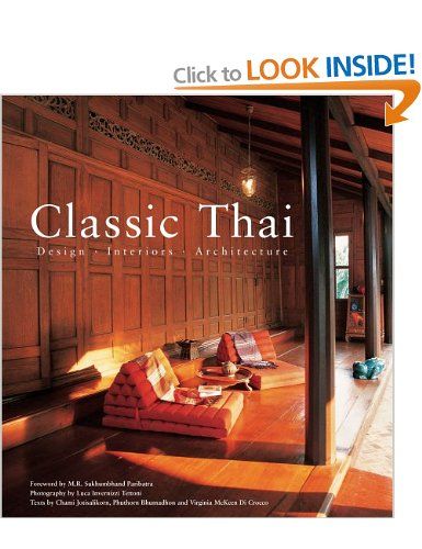 the cover of classic thai design interiors and architecture, with an image of a living room