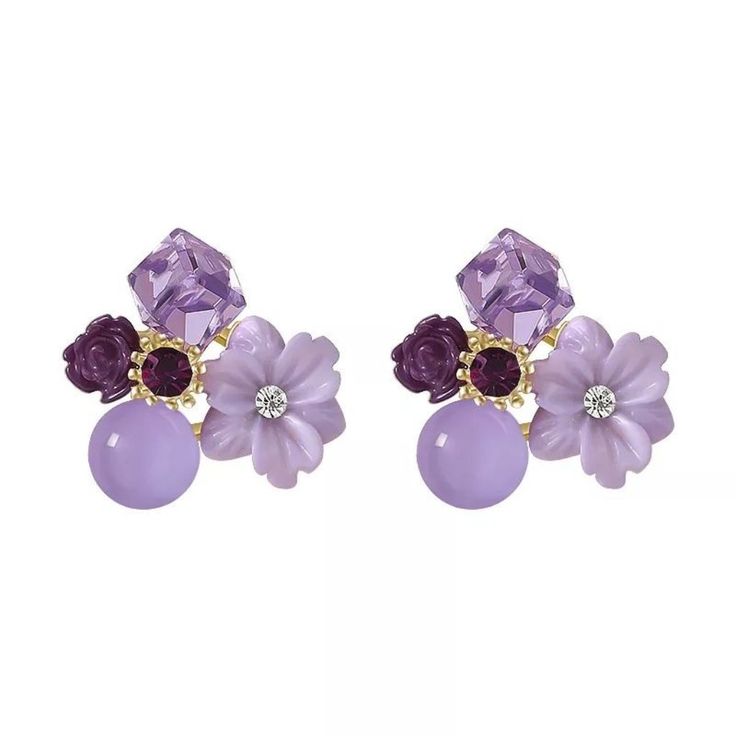 New Purple Flower Earrings. Made Of Copper Alloy. Only One Pair Available, Buy Now! Follow My Store. Condition: New With Tags Y2k Accessories, Silver Crown, Flower Stud Earrings, Party Girl, Purple Crystal, Flower Stud, Crystal Stud Earrings, Purple Crystals, Flower Earrings Studs