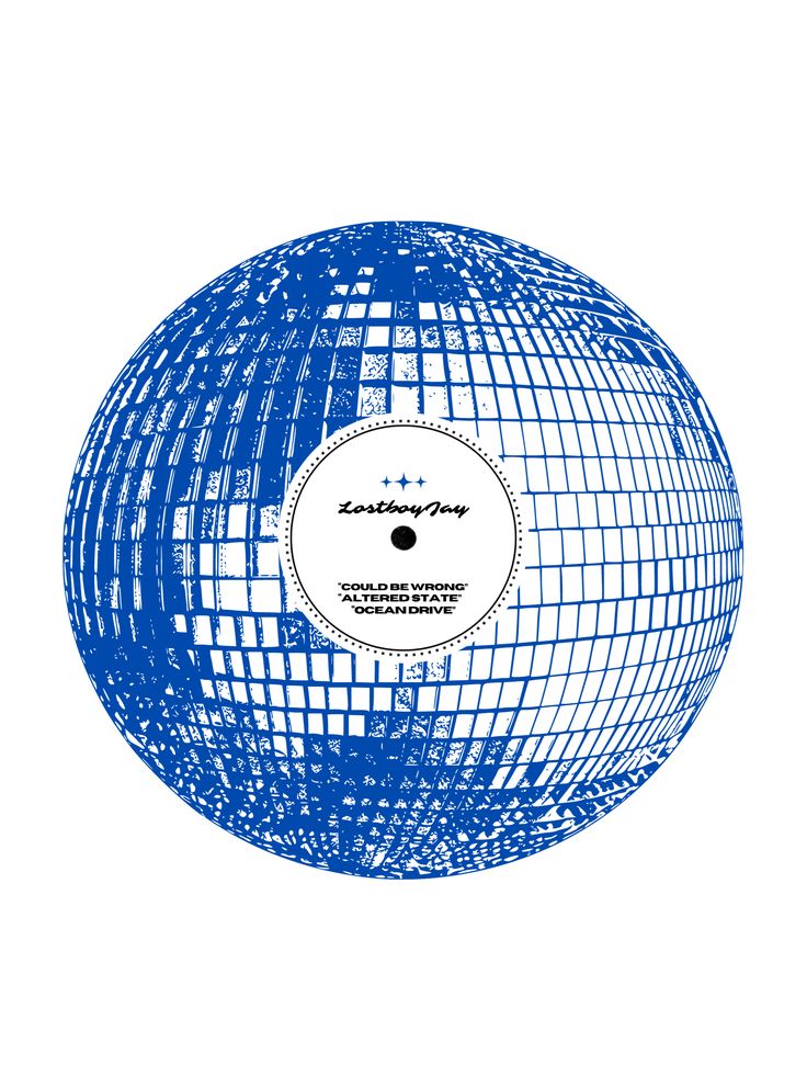 a blue and white sphere on a white background