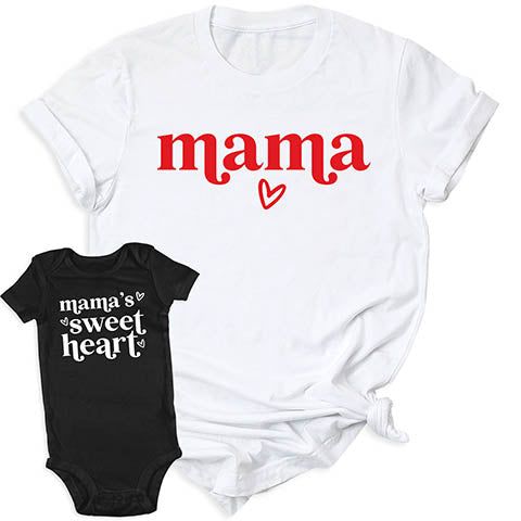 👩‍👧💖 Match with your little sweetheart in our Mama's Sweetheart Matching T-Shirt! 🌟 Perfect for adorable twinning moments! 😍 Get yours now and spread the love! Soft Style Solid color: 100% Airlume combed and ring-spun cotton Heather Colors: 52% Airlume Combed and ring-spun cotton, 48% polyester Heather Sport colors: 60/40 polyester/cotton 100% No Sweatshops & Eco-Friendly Production For different Mother's Day t-shirt designs, please take a look at our Mother's Day collection. https://www.greatwoodboutique.com/collections/mothers-day-tee-shirts White T-shirt For Valentine's Day Gift, Cute Cotton T-shirt With Heart Shape, Cute Cotton T-shirt With Heart Design, Cute Heart-shaped Cotton T-shirt, Cute Black T-shirt For Mother's Day, White Valentine's Day T-shirt With Text Print, Cute White T-shirt With Heart Graphic, Cute Family T-shirt With Letter Print, Cute White T-shirt For Valentine's Day