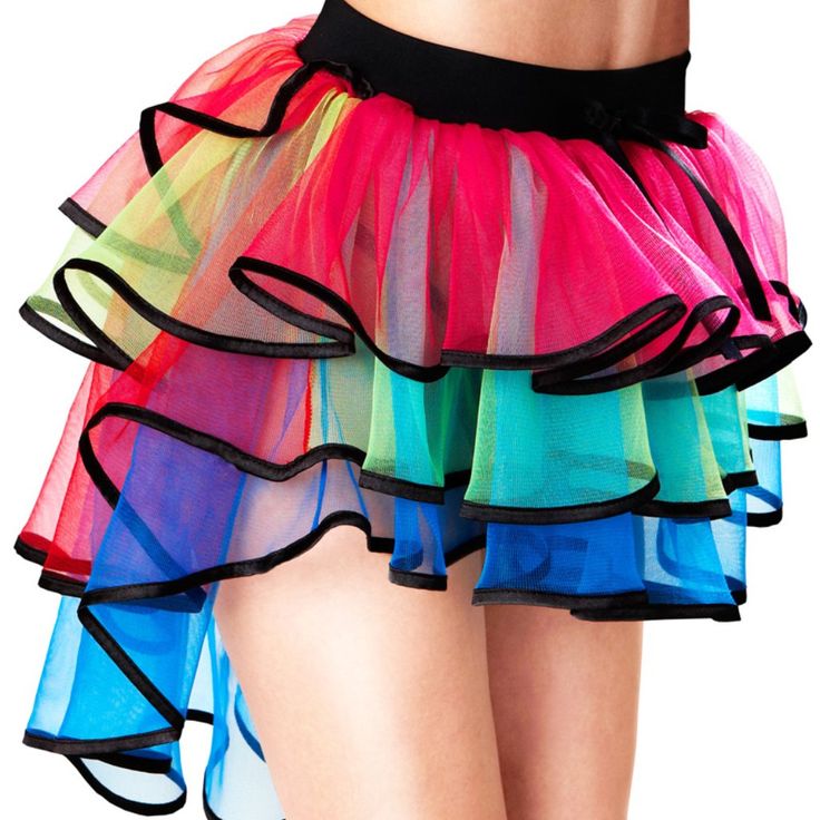 Rainbow Layered Tutu Skirt Features A Short High Low Design. Bustle Skirt, Girl Tutu Skirt, Rave Costumes, Ball Skirt, Cheap Skirts, Tulle Tutu Skirt, Lambada, Bubble Skirt, Ballet Tutu