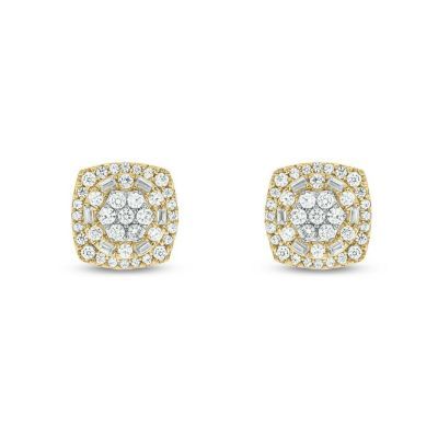 A classic style, these diamond stud earrings are a smart choice for day or night. Created in 10K yellow gold, each earring showcases round-shaped composite diamonds. Radiant with 1/2 ct.of natural diamonds and a bright polished shine, these earrings secure comfortably with a push back closure. | Belk & Co 1/2 ct. t.w. Diamond Stud Earring In 10K Yellow Gold Classic Diamond Cluster Earrings In Gold, Classic Gold Diamond Cluster Earrings, Yellow Gold Baguette Diamond Earrings, Classic Cluster Earrings With Single Cut Diamonds, Formal Yellow Gold Cluster Earrings With Single Cut Diamonds, Dazzling Yellow Gold Diamond Earrings With Accents, Yellow Gold Cluster Earrings With Diamond Accents, Classic Diamond Cluster Earrings For Anniversary, Classic Diamond Cluster Earrings