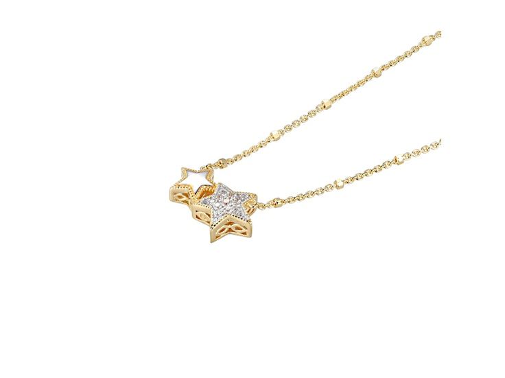 Vanna K™ For Bella Luce® white diamond simulant 0.15ctw round, Eterno™ 18k yellow gold over sterling silver star necklace. Measures approximately 18"L x 0.38"W and has lobster claw clasp with a 2" extender. The diamond equivalent weight is 0.09ctw. Yellow Gold Star-shaped Cubic Zirconia Necklace, Yellow Gold Star Necklace With Cubic Zirconia, Silver Star Necklace, Star Necklace Silver, Diamond Simulant, Silver Stars, Star Necklace, White Diamond, Lobster Claw