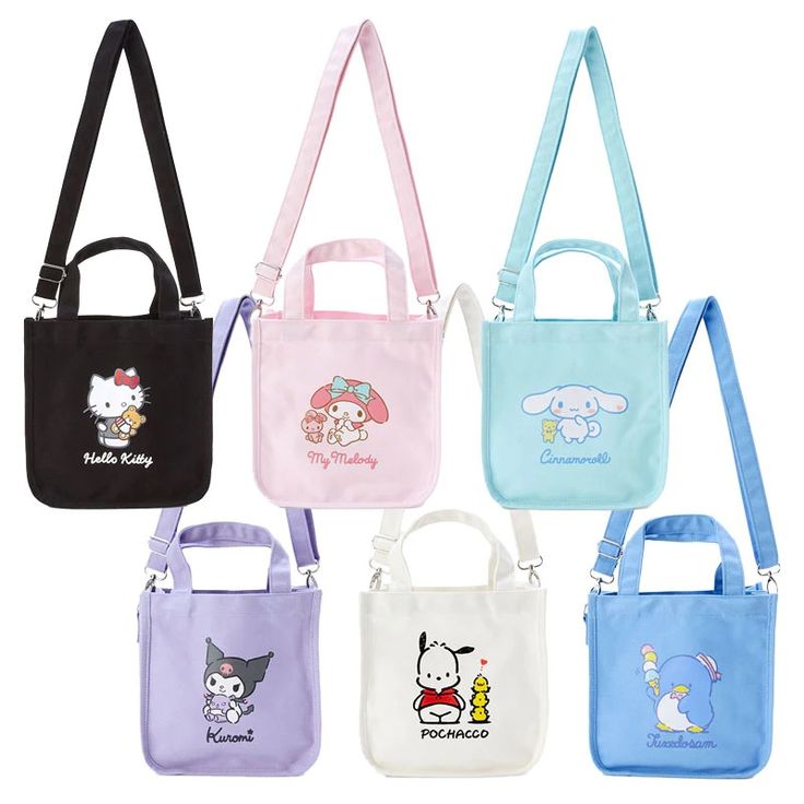 Sanrio Mini 2-Way Tote Bag – JapanLA Japanese School Bag Student, Japanese School Bag, Card Costume, Sanrio Stuff, Hello Kitty Baby, Hello Kitty My Melody, Japanese School, Coin Bag, Sanrio Characters