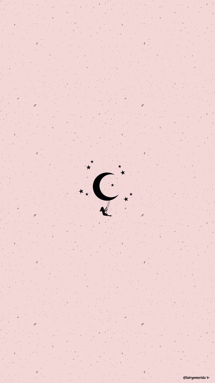 a black and white image of the moon with stars on it, against a pale pink background