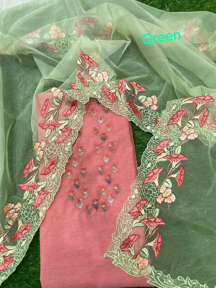 Item Overview ATHARVA HandEmbroidered Salwar Kameez w/Embroidered Sequence in Pink w/Heavy Embroidered Dupatta/Bridal Trousseau/ Custom Stitching/CH1233 Fabric: * Shirt Chanderi Silk Pink 2.5 Mts, * Dupatta: Organza 2.5 Mts - Beautiful Embroidered Jaal * Bottom Santoon 2.5 Mts. Excusive Hand Embroidered Party Wear Punjabi Suit. Customization: * Fabrics: Designs Can be made in different Fabrics. * Stitching Available Care: Dry Clean/ Avoid direct Ironing on Embroidery Part. Reference pictures. Ca Semi-stitched Pista Green Churidar With Embroidered Border, Pista Green Chanderi Traditional Wear With Intricate Embroidery, Pista Green Traditional Wear With Intricate Embroidery In Chanderi, Eid Pista Green Dupatta With Intricate Embroidery, Pista Green Dupatta With Intricate Embroidery For Eid, Eid Pista Green Embroidered Dupatta, Eid Wedding Churidar With Floral Embroidery, Anarkali Lawn Suit With Embroidered Border For Wedding, Wedding Straight Kurta Sets With Embroidered Border