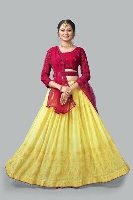 ad eBay - BOLLYWOOD INDIAN PAKISTANI ETHNIC PARTY WOMEN FAUX GEORGETTE LEHENGA CHOLI D843 - Buy Now, click the link (eBay) Yellow Lehenga Choli, New Lehenga Choli, Red Lehenga Choli, Indian Wedding Lehenga, Yellow Lehenga, Work Lehenga, Bollywood Lehenga, Choli Designs, Net Lehenga