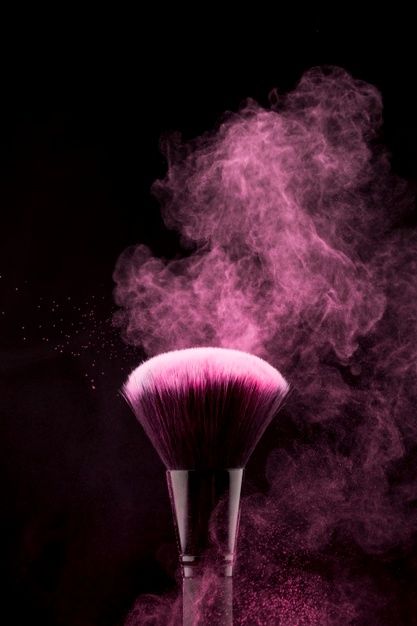 Makeup brush with flickering pink powder... | Free Photo #Freepik #freephoto #background #design #pink #beauty Beauty Logo Makeup, Makeup Backgrounds, Makeup Contouring, Makeup Logo Design, Makeup Illustration, Makeup Wallpapers, Makeup Logo, Bright Makeup, Makeup Artist Business Cards