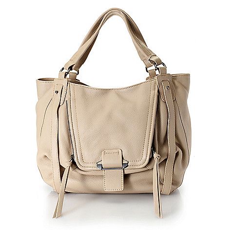 732-205 - Kooba Handbags "Jonnie" Leather Front Flap Pocket Slouchy Satchel Soft Leather Satchel For Errands In Fall, Leather Satchel For Errands In Fall, Fall Leather Satchel For Errands, Chic Soft Leather Satchel For Fall, Beige Hobo Bag With Detachable Strap For Fall, Fall Beige Hobo Bag With Detachable Strap, Fall Satchel With Detachable Strap For Errands, Chic Hobo Satchel Bag In Soft Leather, Chic Satchel With Adjustable Strap For Errands