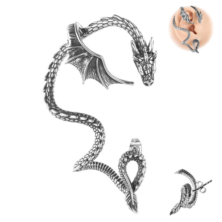 three different types of dragon brooches