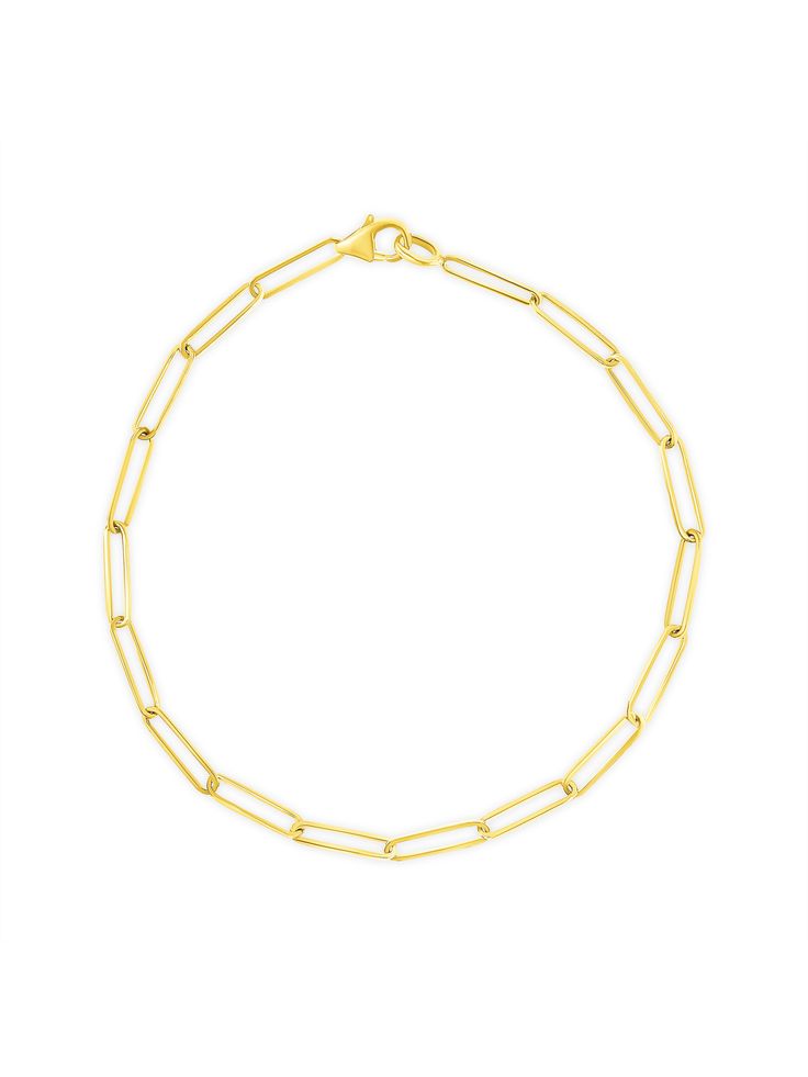 We can’t get enough of the paperclip trend! Our extra-small link style introduces a dainty new chain to your collection, and is part of our fine Paperclip Collection made of 14K gold. Mix and match with different sizes and pieces from the collection for especially on-trend stack. Classic Everyday Paperclip Bracelet With Delicate Chain, Minimalist Yellow Gold Bracelet With Rectangular Links, Yellow Gold Bracelet With Delicate Chain And Rectangular Links, Yellow Gold Bracelet With Delicate Rectangular Links, Dainty Paperclip Bracelet With Oval Link And Delicate Chain, Dainty Formal Paperclip Bracelet With Cable Chain, Timeless Cable Chain Paperclip Bracelet, Timeless Paperclip Cable Chain Bracelet, Classic 14k Gold Filled Oval Link Paperclip Bracelet