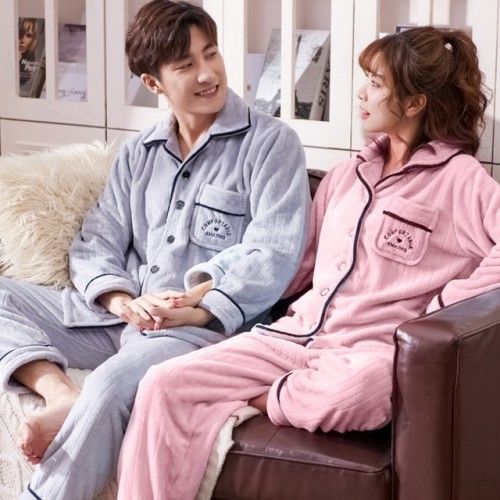 Long-sleeved couple pajamas flannel cardigan warm Pajama sets Purple Couple, Pajamas Flannel, Flannel Cardigan, Couples Pajamas, Pajamas For Teens, Night Wears, Mens Pjs, Silk Pjs, Warm Pajamas