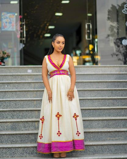 Habesha Dress Modern, Habesha Dress, Ethiopian Traditional Dress, Ethiopian Dress, Habesha Kemis, Jewel Wedding, Dress Modern, Purple Design, Modern Dress