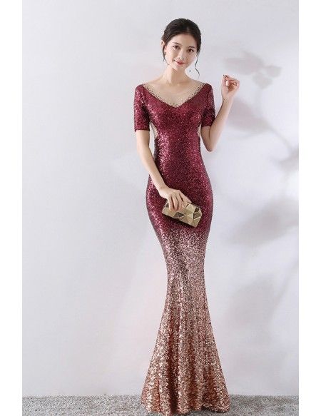 V-neck Mermaid Dress For Banquet Prom Season, V-neck Mermaid Dress For Prom Season Banquet, V-neck Mermaid Dress For Banquet And Party Season, Sequined V-neck Mermaid Dress For Banquet, Party V-neck Mermaid Dress With Sweep Train, Party Mermaid Dress With Sweep Train And V-neck, Glamorous V-neck Mermaid Dress For Evening, V-neck Mermaid Dress With Sequins For Wedding, V-neck Sequin Mermaid Wedding Dress