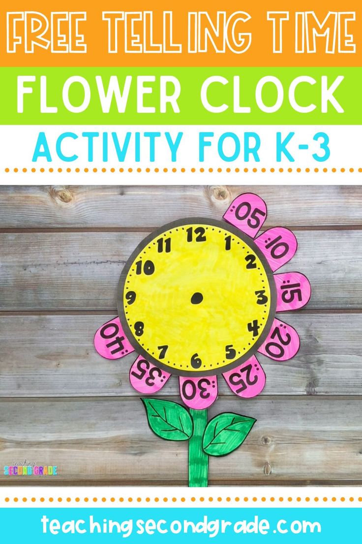 a flower clock with the words free telling time on it and an image of flowers