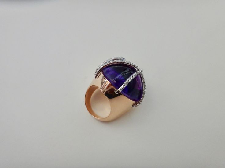 Michael Kneebone Cabochon Amethyst Diamond Rose Gold Cocktail Ring For Sale at 1stdibs Rose Gold Cocktail, Gold Cocktail Ring, Gold Cocktail, Cocktail Ring, Cocktail Rings, 20th Century, Gemstone Rings, Amethyst, Rose Gold