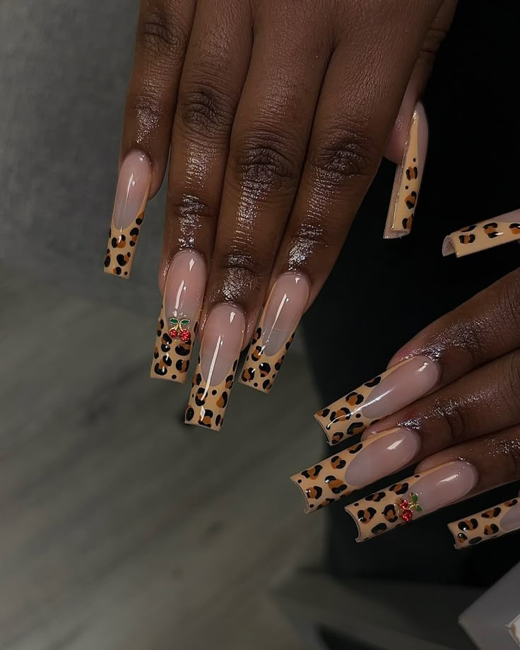 Gel-X 🐆❤️‍🔥 September books are open 🫶🏾 #nailtech #nailsofinstagram #nailart #acrylicnails #gelnails #jacksonmsnailtech #winternails #freestylenails #longnails #leopardnails #nailstyle #longnails #squarenails #coffinnails #manicure #atlantanailtech #ombrenails #springnails #atlnailtech #explorepage Fall Nails Square Long, Leopard Print French Tip Nails, Brown Crocodile Nails, Tan Nails Acrylic, Medium Length Acrylic Nails Square, Leopard Fall Nails, November Birthday Nails, Nails Thanksgiving Fall, Leapord Nails Acrylic