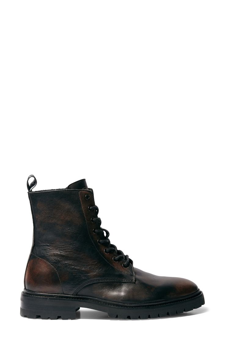 A beefy lug sole grounds a classic boot built from lightly weathered leather for a vintage vibe. Style Name:Allsaints Tobias Plain Toe Boot (Men). Style Number: 5973093. Brown High Ankle Work Boots With Lug Sole, Rugged Lace-up Boots With Lug Sole And Round Toe, Brown High Ankle Combat Boots With Leather Sole, Fall Rugged Combat Boots With Leather Footbed, Rugged Fall Combat Boots With Leather Footbed, Rugged Martin Boots With Leather Sole, Rugged High Ankle Lace-up Boots With Leather Sole, Rugged Combat Boots With Leather Footbed For Fall, Rugged High-top Martin Boots With Goodyear Welt