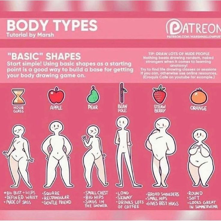 the body types chart for different shapes and sizes, with instructions on how to use them