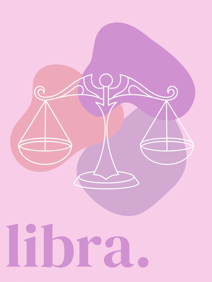 the word libra is written in front of an image of a balance scale on a pink and purple background