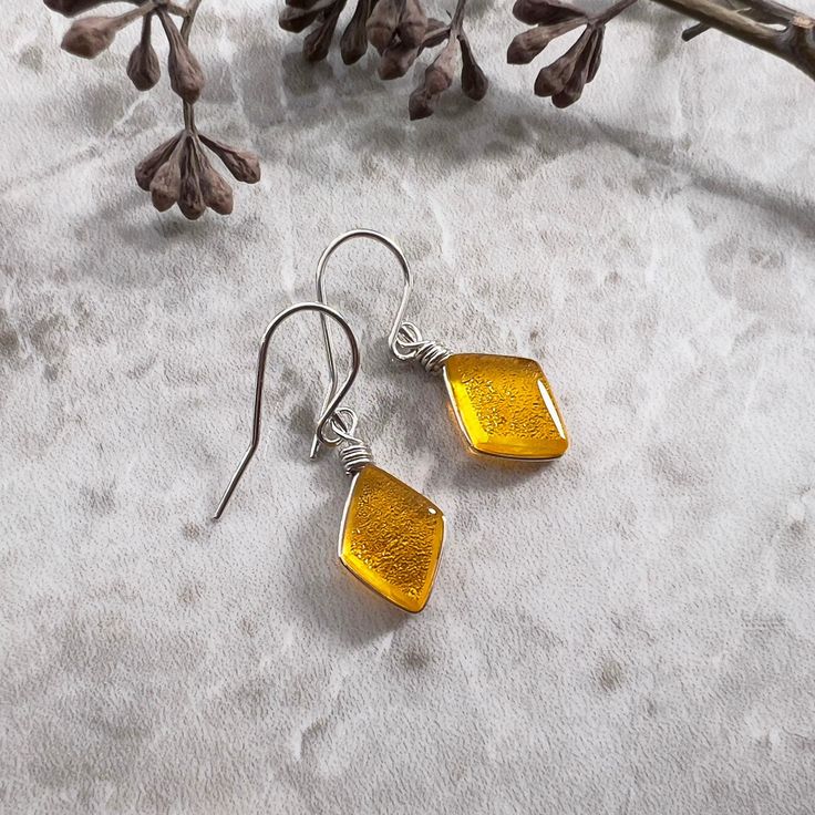 "Earthy Fall Earrings Handmade Glass Autumn Jewelry, Long Silver Yellow Earrings Nature Jewelry Gift for Her, Artsy Earrings Colorful Jewelry 🍁Introducing our Northeastern Autumn Colors Collection! Inspired by the beauty of fall, we've created these accessories to capture the vibrant colors and patterns found in our northeastern forests. The shape reminds us of the crispness of the season with its simple geometric leaf shape. They're perfect for adding a touch of fall color to your outfit or gi Minimalist Glass Earrings For Gift, Handmade Yellow Teardrop Earrings, Handmade Yellow Teardrop Earrings As A Gift, Handmade Yellow Teardrop Earrings Gift, Minimalist Glass Drop Earrings, Orange Teardrop Earrings As Gift, Handmade Amber Earrings Gift, Handmade Amber Earrings For Gift, Handmade Orange Teardrop Earrings For Gift