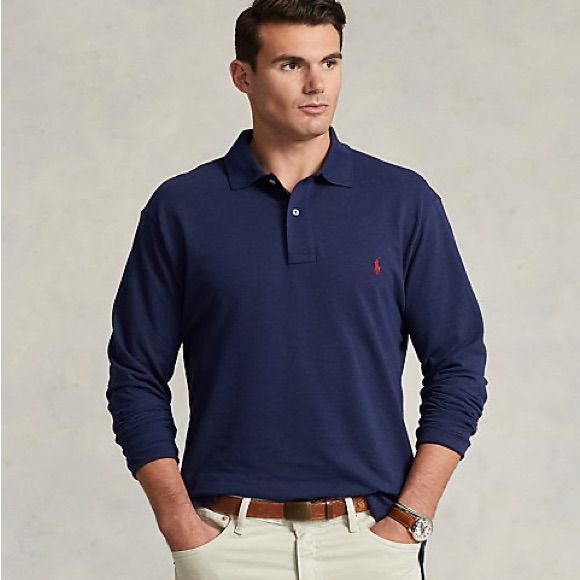 An American Style Standard Since 1972, The Polo Shirt Has Been Imitated But Never Matched. Over The Decades, Ralph Lauren Has Reimagined His Signature Style In A Wide Array Of Colors And Fits, Yet All Retain The Quality And Attention To Detail Of The Iconic Original. This Long-Sleeve Version Is Made From Our Highly Breathable Cotton Mesh, Which Offers A Textured Look And A Soft Feel. 100% Cotton Looks Brand New Keywords: Ralph Lauren, Polo Shirt, Men's Fashion, Classic Design, Iconic Brand, Sign Ralph Lauren Blue Relaxed Fit Shirt, Blue Relaxed Fit Ralph Lauren Shirt, Classic Blue Ralph Lauren Tops, Ralph Lauren Fitted Long Sleeve Tops, Ralph Lauren Navy Casual Tops, Ralph Lauren Blue Collared Top, Ralph Lauren Long Sleeve Cotton Top, Navy Ralph Lauren Cotton Tops, Classic Ralph Lauren Long Sleeve Tops