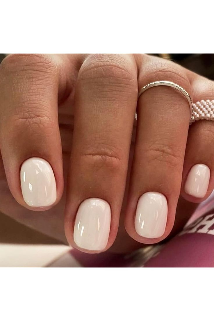 GLAMERMAID Press on Nails Extra Short-Pure White Fake Nails Short Squoval, Natural Round Square Glue on Nails Glossy Gel, Acrylic Dark False Nail Kits for Women, Reusable Stick on Full Cover Oval Nail Short Natural Acrylic Nails Squoval, Cute Simple Nails Short Square, Squoval Nails Ideas, Extra Short Natural Nails, Short Nails Small Nail Bed, Short Round Square Nails, Extra Short Round Nails, Short Gel Nails White, Short Square Oval Nails