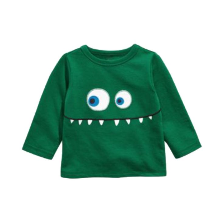 New First Impressions T-Shirt Baby Boys Long Sleeve Crewneck Monster Face Top Green Condition: New With Tag Brand: First Impressions Material: 60% Cotton, 40% Polyester Color: Green Length: 13(12m), 13.5(18m), 14(24m) Pit To Pit: 11(12m), 11.5(18m), 11.5(24m) 12m (28-30", 22-25lbs) 18m (31-33", 25-27lbs) 24m(33"-35", 27-30lbs) Crewneck Monster Applique And Accent Embroidery At Front Machine Washable Imported Measurements (In Inches) Are Approximate & Based On Flat Lay. Stock Photo For Reference Long Sleeve T-shirt With Character Print For Playtime, Fun Long Sleeve T-shirt For Playtime, Green Cartoon Print T-shirt For Playtime, Playful Green Cotton T-shirt, Long Sleeve Character Print Playtime T-shirt, Crew Neck Cotton Top For Playtime, Cotton Crew Neck Top For Playtime, Cute Graphic Print Tops For Playtime, Playful Long Sleeve T-shirt With Character Print