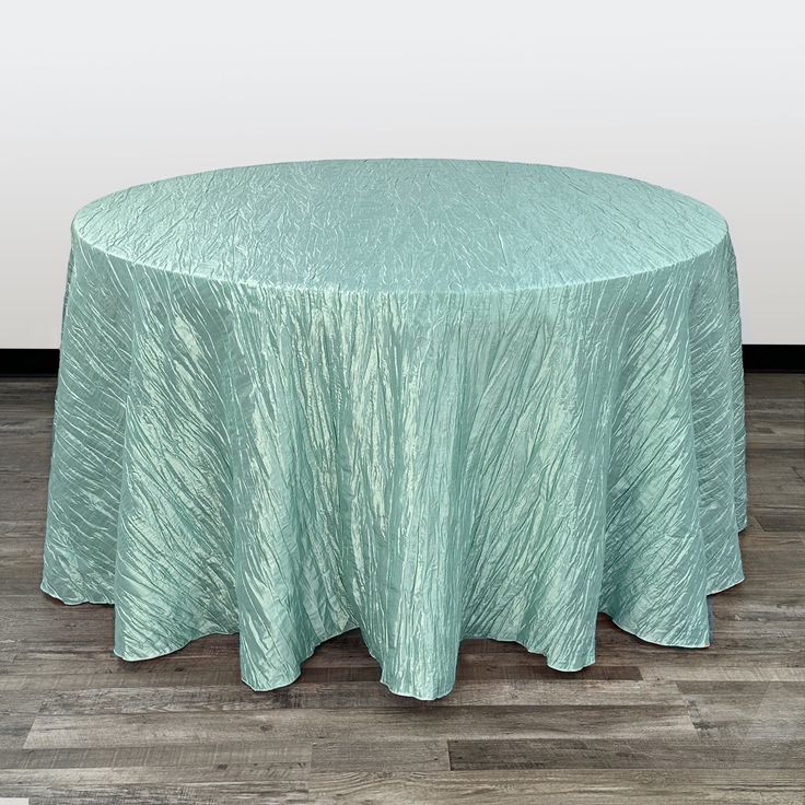 120 inch Crinkle Taffeta Round Tablecloth Tiffany - Bridal Tablecloth Table Cloth For Wedding, Wedding Chair Covers, Catering Table, Round Table Sizes, Wedding Reception Hall, Round Tablecloths, Dining Table Cloth, Blue Tablecloth, Wedding Table Linens