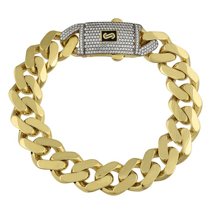 Here's a meaningful gift for Miami Cuban Link Bracelet collectors. From our Monaco Bracelet collection, this 14kt Yellow Gold CZ Lock Miami Cuban Link Chain Bracelet features Cubic Zirconia Stones & Shiny finish. Product Details: Metal: Real 14K Gold 7.5mm - 11.44 grams (1.35 g/in) 9.0mm - 14.13 grams (1.66 g/in) 11mm - 17.05 grams (2.00 g/in) 13mm - 23.65 grams (2.78 g/in) 15mm - 27.09 grams (3.18 g/in) 17mm - 32.64 grams (3.84 g/in) 20mm - 41.15 grams (4.80 g/in) 24mm - 59.02 grams (6.94 g/in) Lock Bracelet, Cuban Link Bracelet, Bracelets Collection, Miami Cuban Link Chain, Miami Cuban Link, Real Gold Jewelry, Miami Cuban, Cuban Link Chain, Cuban Link