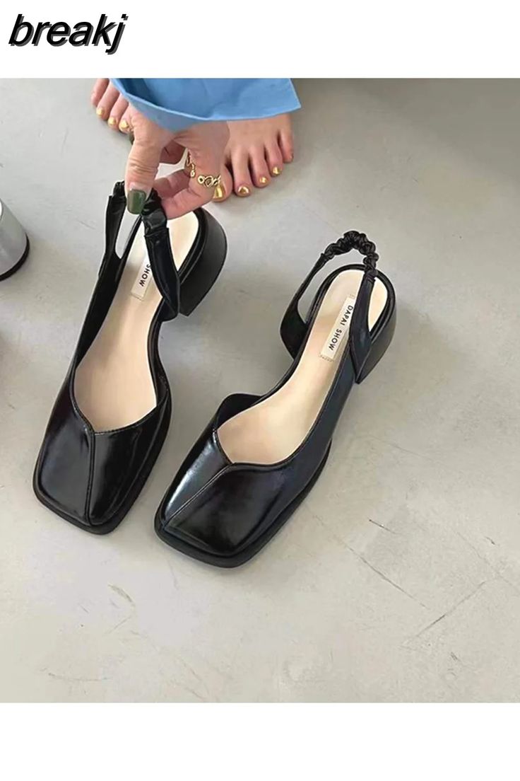 breakj Summer Elegant Women Sandals Fashion Ladies Elastic Band Flat Heel Mule Shallow Slingback Party Dress Shoes Sandalias Mujer Summer Elegant, Pu Heels, Low Heel Shoes, Women Sandals, Up Shoes, Sandal Fashion, Back Strap, Elegant Woman, Low Heels