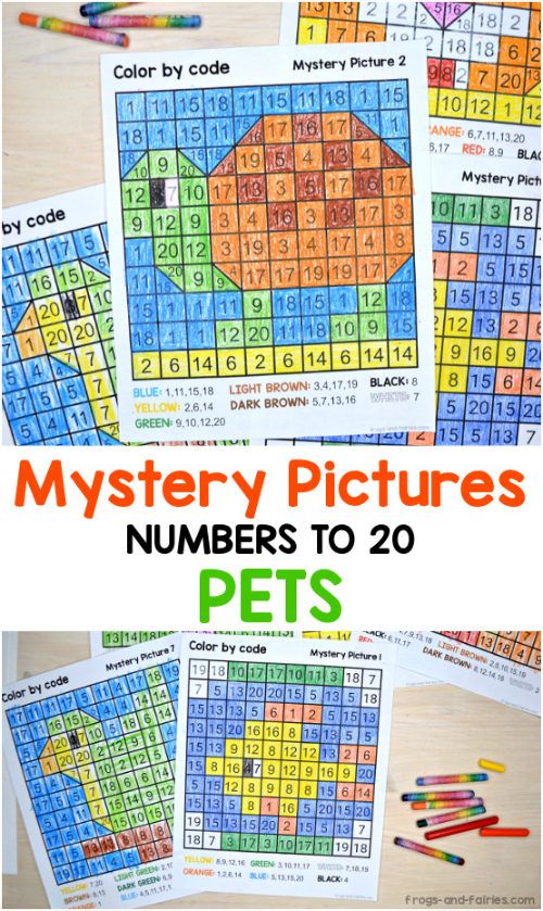 the mystery pictures numbers to 20 for pets