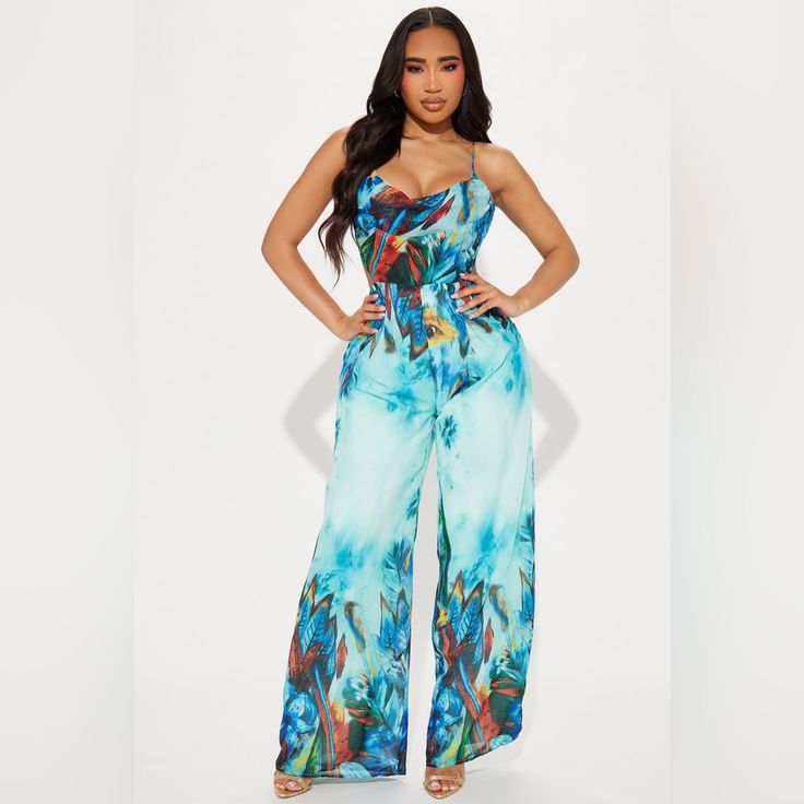 Brand New W/Tags Asking For Full Price Or Close To Offer Just Brought But Doesn’t Fit Quite As Expected High-waist Jumpsuits And Rompers For Vacation, Trendy High Waist Jumpsuits And Rompers For Vacation, Sleeveless Printed Blue Jumpsuits And Rompers, Chic Blue Jumpsuits And Rompers For Vacation, Blue Printed Jumpsuit For Spring, Blue Printed V-neck Jumpsuits And Rompers, Chic High Waist Blue Jumpsuits And Rompers, Chic Blue High-waist Jumpsuits And Rompers, Spring Night Out Printed Jumpsuits And Rompers