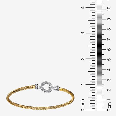 Features: Quick ShipCircumference: 7 1/4 InchJewelry Closure: Hook ClaspSetting: PaveStone Cut: RoundStone Millimeter Measurement: 1.25 Mm Width, 1.25 Mm LengthMetal Color: Two ToneCare: Wipe CleanStone Type: 32 Cubic ZirconiaBracelet Type: Bangle BraceletsMetal: 18k Gold Over SilverCountry of Origin: Imported 14k Gold Bracelet With Diamond Accents, Flexible Yellow Gold Tennis Bracelet, White Gold Bracelet With Diamond Accents, Yellow Gold Cubic Zirconia Chain Bracelet, Diamond Anniversary Chain Bracelet, Diamond Chain Bracelet For Anniversary, Yellow Gold Jubilee Bracelet, White Gold Round Diamond Bracelet, Anniversary Diamond Chain Bracelet