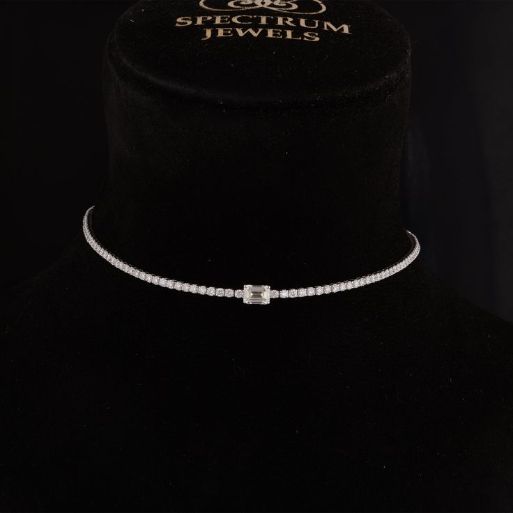 **Product Description** At the heart of this opulent creation lies a stunning array of diamonds, meticulously set in a brilliant 18k gold choker. The diamonds, totaling an impressive 14K carats, are carefully selected for their exceptional quality, ensuring a scintillating play of light that dazzles with every movement. Baguette Cut Diamond Choker Necklace, 18K White Gold Diamond Necklace, Cluster Necklace, Wedding Necklace, Minimalist Necklace, Women's Gift   **About The Article :- ✦Handmade / Elegant White Gold Crystal Tennis Necklace, Elegant Diamond White Tennis Necklace For Anniversary, Elegant Diamond Cut Crystal Tennis Necklace, Elegant Wedding Tennis Necklace With Diamond Accents, Elegant Diamond White Crystal Tennis Necklace, Brilliant Cut Crystal Diamond Necklace, Elegant Crystal Diamond Necklace For Anniversary, Elegant Crystal Tennis Necklace For Wedding, Elegant Crystal Tennis Necklace For Formal Occasions