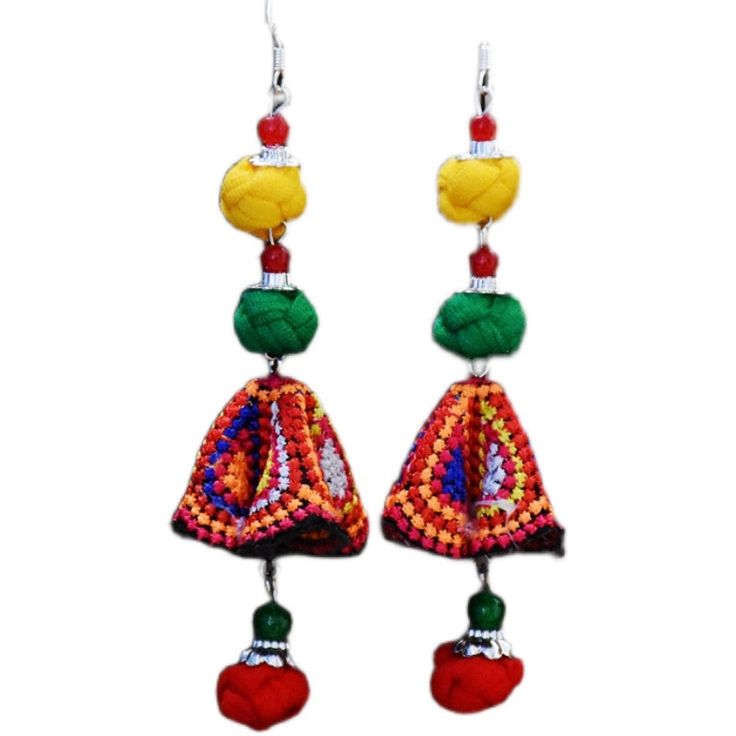 New handmade women's earrings ethnic style original Joker fabric colored ball embroidered earrings Traditional Handmade Flower Earrings, Handmade Multicolor Danglers For Festivals, Handmade Traditional Flower Earrings For Festivals, Traditional Handmade Flower Earrings For Festivals, Multicolor Embroidered Bohemian Earrings, Traditional Red Earrings For Summer, Multicolor Embroidered Jewelry For Festivals, Traditional Multicolor Handmade Danglers, Traditional Handmade Multicolor Danglers