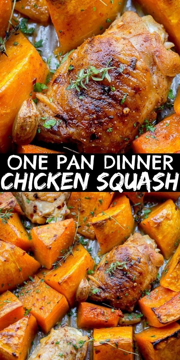 one pan dinner with chicken and squash