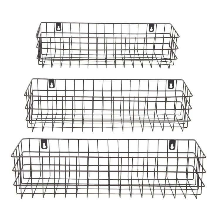 three wire baskets with handles on each side