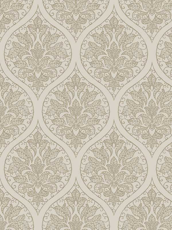 an ornate wallpaper pattern in beige and white