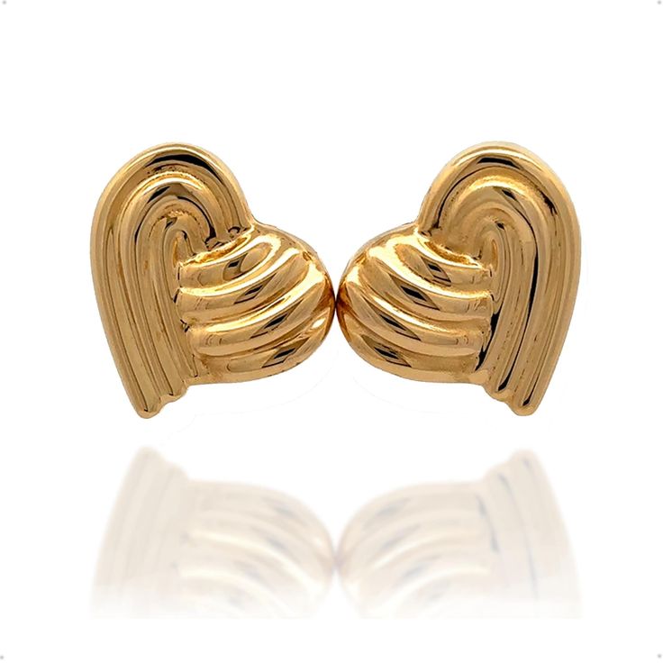 Elevate your style with our Textured Heart Stud Earring, a perfect fusion of elegance and emotion. These exquisite earrings feature a heart-shaped design adorned with delicate lines, symbolizing the unique journey of love and life. Product Specifications:  * Material: 14k Solid Gold, hallmarked 14K or 585 for authenticity * Length: 19mm / 0.74in * Height: 21mm / 0.82in  Delivery:  * Ready to ship in 1 business day. * Delivers in 1 to 5 days depending on location and delivery option. * Returns ar Classic Heart-shaped Earrings For Formal Occasions, Elegant Clip-on Heart Earrings For Valentine's Day, Heart-shaped Clip-on Earrings For Formal Occasions, Heart Shaped Clip-on Earrings For Formal Occasions, Elegant Clip-on Heart Earrings For Anniversary, Elegant Clip-on Heart Earrings, Formal Heart-shaped Clip-on Earrings, Valentine's Day Double Heart Classic Earrings, Valentine's Day Classic Double Heart Earrings