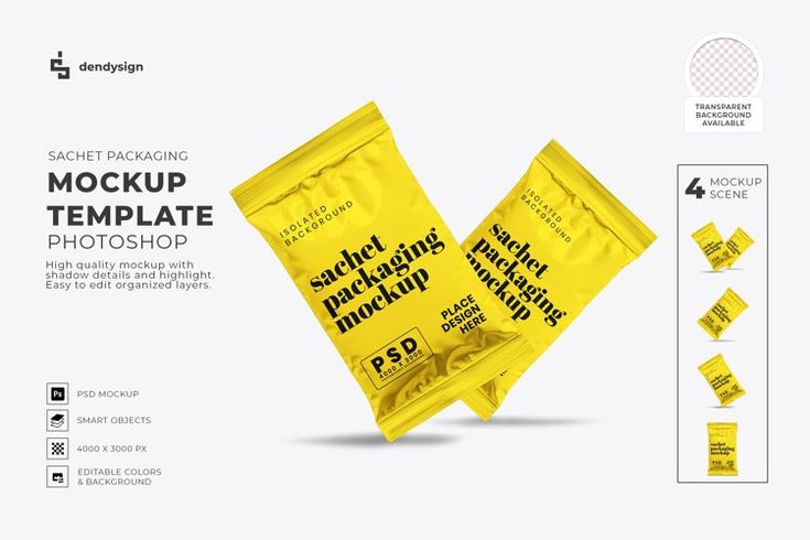 two yellow packaging bags mock up on top of each other