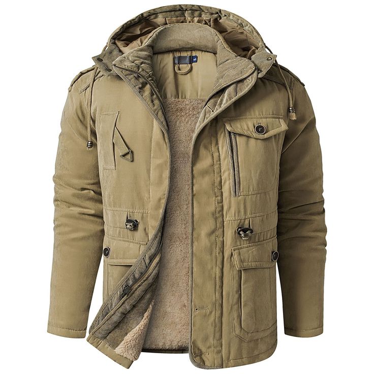 Product information: Pattern: solid color Pocket Style: topstitching patch pocket Color: black, gray, khaki, Army Green, blue, brown Suitable for people: Youth Size: S,M,L,XL,2XL Version: Loose Lining content: 100% polyester fiber Style: Cardigan Main fabric composition: Polyester Fiber (polyester) Length: mid-length (65cm Applicable Gender: Male Applicable age group: Adult Function: removable liner Hooded or not: Hooded Suitable season: Winter Note: 1. Asian sizes are 1 to 2 sizes smaller than European and American people. Choose the larger size if your size between two sizes. Please allow 2-3cm differences due to manual measurement. 2. Please check the size chart carefully before you buy the item, if you don't know how to choose size, please contact our customer service. 3.As you know, t South Korean Street, Korean Street Wear, Korean Street, Padded Coat, Cotton Coat, Style Cardigan, Mens Outerwear, South Korean, Cotton Jacket