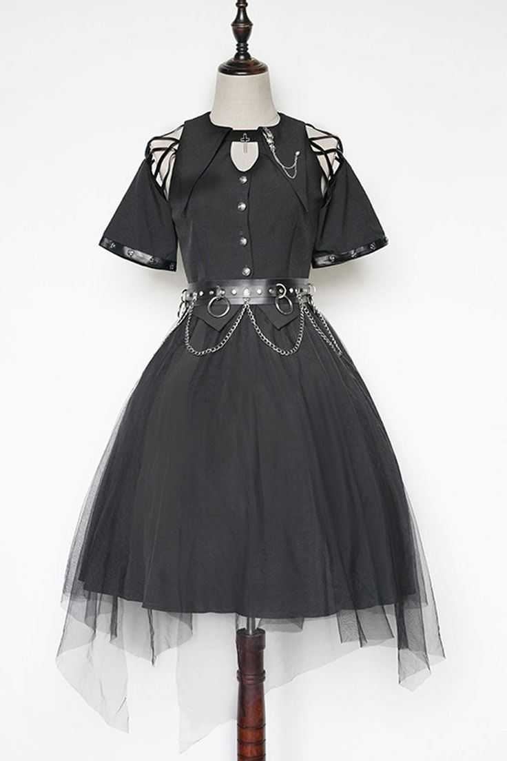 SKU: LIN00242 Fabric: Chlorine, Chiffon Style types: Gothic Lolita Season: Spring, Summer, Autumn, Winter Notice: Any of the accessory is not included. Size(IN) Bust Waist Full Length S 33.07 27.56 43.70 M 36.22 29.53 44.09 L 39.37 31.50 44.49 Summer Knee-length Mini Dress For Costume Party, Grunge Dress For Summer Costume Party, Grunge Style Dress For Summer Costume Party, Grunge Style Summer Dress For Costume Party, Black Mini Dress For Summer Costume Party, Short Sleeve Dresses For Cosplay In Summer, Short Sleeve Dresses For Summer Cosplay, Short Sleeve Summer Dresses For Cosplay, Summer Short Sleeve Dress For Cosplay