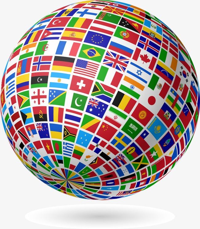 a colorful globe with many different flags on it