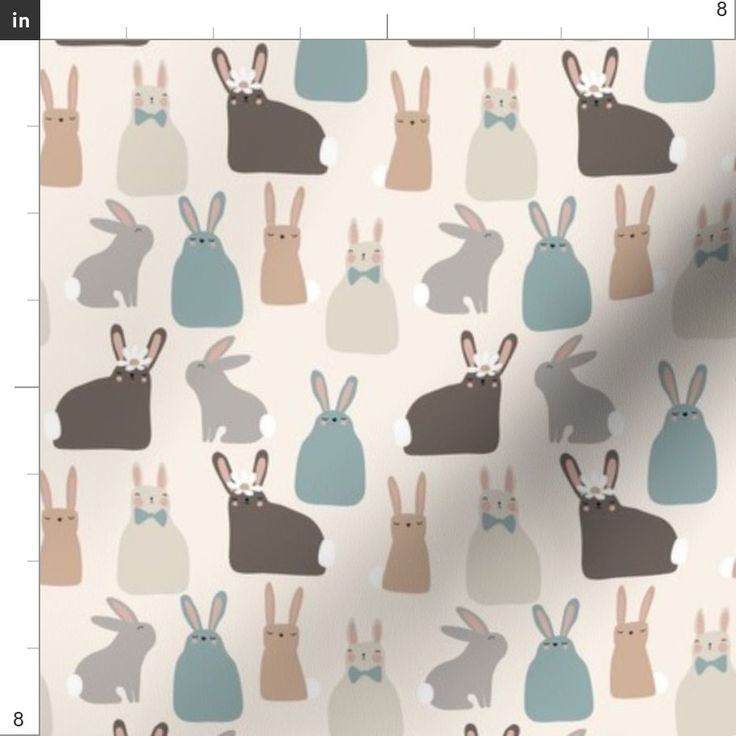 an image of rabbits with bows on their ears and in the background are different colors