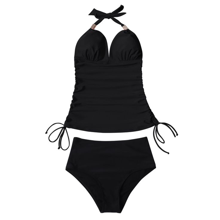 Sunset and Swim Two Pieces Bikini Set Solid Swimsuit Woman Tummy Control Strap Swimming Suit Monokini Swimwear Swimsuit Women Slimming swimsuit to make you look thinner, Swimsuit plus size, Slimming Swimsuit, Control One Piece Tankini, Swimsuit for big tummy This is a split swimsuit, not a one-piece B4543 Black Lined Tankini For Pool, Black One-piece Tankini For Pool, Fitted Black Swimwear For Beachwear, Fitted Black Beachwear Swimwear, Black Lined Swimwear For Pool, Black Lined Tankini For Sunbathing, Black Tankini For Sunbathing With Lined Body, Black Beachwear Tankini For Swimming, Fitted Halter Neck Tankini For Sunbathing