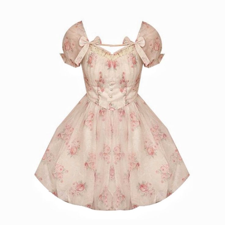 🛍 Exclusive design arrival at Deer Doll! Hylee Floral Coquette Mini Dress with short puff sleeves, bows, delicate lace ruffles, pearl buttons, gorgeous vintage rose printed fabric with sparkly silvershine thread 🪡 ✨ and tulle overlay, from Deer Doll shop. The flirty coquette design and fairycore details make this dress a standout choice for any special occasion. Plus, with its lightweight and breathable construction, you can keep your coquette look polished and comfortable all day long. Measur Coquette Dress Aesthetic Png, Coquette Short Dress, Pink Vintage Clothes, Couqutte Dress, Pink Dress Outfit Party, Dresses Coquette, Coquette Dresses, Coquette Mini Dress, White Ruffled Dress