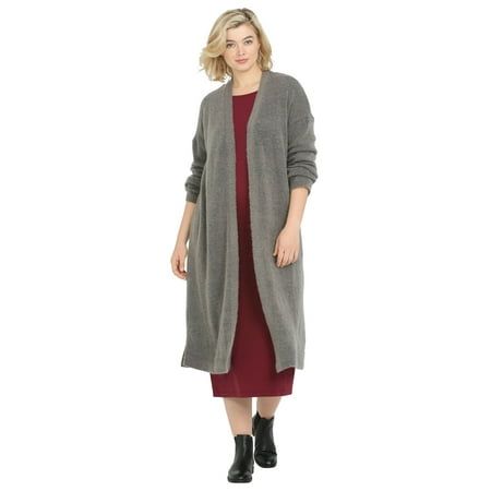 Ellos Women's Nolita Duster Cardigan Sweater.Sweater duster with open front. V-neck. Long sleeves with dropped shoulders. Ribbed sleeve cuffs and straight bottom hem.Fabric: Acrylic/Nylon/Mohair/Spandex blend knitMachine wash coldImportedMeasurementsLength: Upper calf44", center back. About the brand: Ellos believes in modern and effortless dressing for plus size clothing for women. Our clothes are for every part of your life, letting you be you. Designed in Sweden, each piece reflects the Scand Relaxed Fit Open Front Cardigan For Fall, Fall Open Front Relaxed Fit Cardigan, Open Front Knit Sweater For Daywear, V-neck Winter Cardigan For Daywear, Open Front Sweater Coat For Winter Daywear, Oversized Open Front Cardigan For Daywear, V-neck Outerwear For Daywear In Fall, Casual Open Front Sweater Coat For Daywear, Long Sweater Coat For Fall Daywear